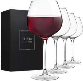 img 4 attached to 🍷 Large Hand Blown Red Wine Glasses - Set of 4 | Premium Crystal | Long Stem | 22 oz Capacity | Clear | Ideal for Wine Tasting, Weddings, Anniversaries, Christmas