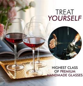 img 3 attached to 🍷 Large Hand Blown Red Wine Glasses - Set of 4 | Premium Crystal | Long Stem | 22 oz Capacity | Clear | Ideal for Wine Tasting, Weddings, Anniversaries, Christmas