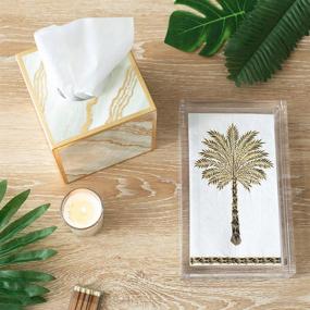 img 1 attached to 🌴 Caspari Grand Palms Paper Guest Towel Napkins in Black - Bundle of 30 Towels