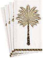 🌴 caspari grand palms paper guest towel napkins in black - bundle of 30 towels logo