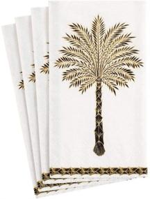 img 3 attached to 🌴 Caspari Grand Palms Paper Guest Towel Napkins in Black - Bundle of 30 Towels