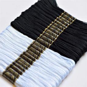 img 3 attached to 🧵 24-Pack Premium Cross Stitch Threads - Embroidery Floss for Friendship Bracelets & Crafts - Black and White Hand Embroidery Thread Skeins