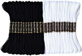 img 4 attached to 🧵 24-Pack Premium Cross Stitch Threads - Embroidery Floss for Friendship Bracelets & Crafts - Black and White Hand Embroidery Thread Skeins