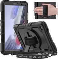 📱 timecity samsung galaxy tab a7 lite case 8.7-inch 2021, sm-t220/ t225/ t227 - black | built-in screen protector, 360 degree stand, hand/ shoulder strap | protective case for samsung tab a7 lite 8.7'' 2021 logo