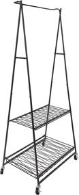 img 2 attached to 👗 Convenient and Stylish Artesa Verona Rolling Laundry Garment Rack with Shelves in Sleek Black