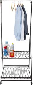 img 1 attached to 👗 Convenient and Stylish Artesa Verona Rolling Laundry Garment Rack with Shelves in Sleek Black