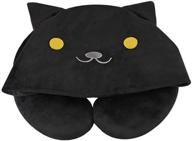 🐱 mathewart cartoon cat u-shaped plush neck pillow with hood - soft pillows for comfortable support logo