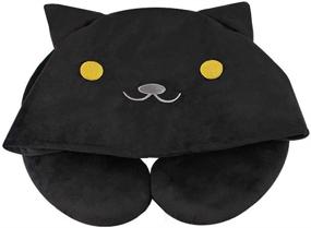 img 4 attached to 🐱 MathewArt Cartoon Cat U-Shaped Plush Neck Pillow with Hood - Soft Pillows for Comfortable Support