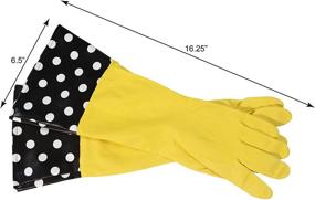 img 3 attached to Thick Latex Glam-Gloves for Kitchen and Home Cleaning - 🧤 Long Sleeved Dishwashing Gloves (3 Pairs, Assorted Colors/Patterns, One Size Fits All)