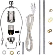 canomo silver finish lamp rewire kit: 3-way socket, 8-inch 🔧 harp, 12-inch lamp pipe, all parts and instructions for diy lamp repair логотип