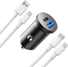 img 4 attached to 🔌 iPhone 13 12 Car Charger, USB Car Charger Adapter, Dual Port 43W USB-C & 18W USB-A iPhone Car Charger with 2 Pack 3FT USB-C to Lightning & USB-A to Lightning Cable for Phone/iPad