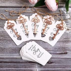 img 3 attached to YIMIL Skeleton Key Bottle Opener: Elegant Rose Gold Wedding Favors Gift Set for Guests - 24 Sets with Tag Card Included