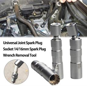 img 1 attached to QISF Thin Wall Magnetic Swivel Spark Plug Socket Set - 3/8-Inch Drive 12-Point Removal Tool - Swivel Extension Enables Access to Tight Spaces - 14MM & 16MM Sizes Included