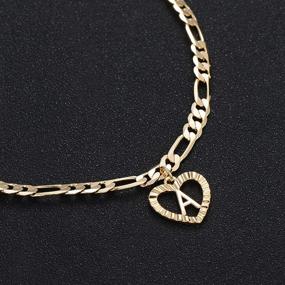 img 1 attached to 📿 YANODA Initial Ankle Bracelets for Women - 14K Gold Plated Layered Figaro Chain Letter Initial Anklets - Handmade Layered Heart Ankle Bracelets - Personalized Gifts for Women & Teen Girls