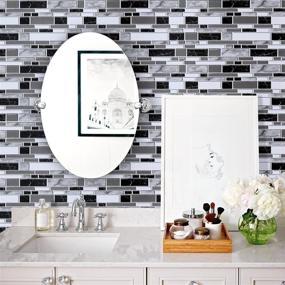 img 3 attached to 🔳 Livebor Peel and Stick Backsplash Wallpaper - Black and White Kitchen & Bathroom, Waterproof Contact Paper for Countertop, Removable Self-Adhesive Wallpaper, 11.8inch x 78.7inch