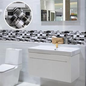 img 2 attached to 🔳 Livebor Peel and Stick Backsplash Wallpaper - Black and White Kitchen & Bathroom, Waterproof Contact Paper for Countertop, Removable Self-Adhesive Wallpaper, 11.8inch x 78.7inch