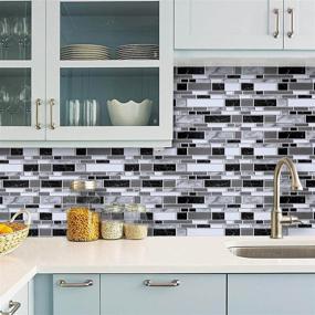 img 1 attached to 🔳 Livebor Peel and Stick Backsplash Wallpaper - Black and White Kitchen & Bathroom, Waterproof Contact Paper for Countertop, Removable Self-Adhesive Wallpaper, 11.8inch x 78.7inch