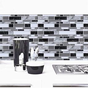 img 4 attached to 🔳 Livebor Peel and Stick Backsplash Wallpaper - Black and White Kitchen & Bathroom, Waterproof Contact Paper for Countertop, Removable Self-Adhesive Wallpaper, 11.8inch x 78.7inch