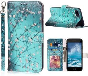 img 4 attached to JanCalm Plum Blossom iPhone Wallet Case: Stylish PU Leather with Strap, Card Holder & Stand Feature - Compatible with iPhone 8 Plus, 7 Plus, 6/6S Plus