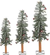 🎄 sterling inc. unlit frosted alpine artificial christmas tree set (pack of 3) - white/red color logo