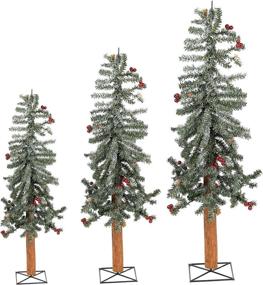 img 1 attached to 🎄 Sterling Inc. Unlit Frosted Alpine Artificial Christmas Tree Set (Pack of 3) - White/Red Color