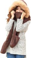 lucky beth winter warm women hoodie hat/scarf/gloves set: plush, thick & cozy logo