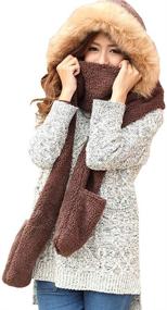 img 4 attached to Lucky Beth Winter Warm Women Hoodie Hat/Scarf/Gloves Set: Plush, Thick & Cozy