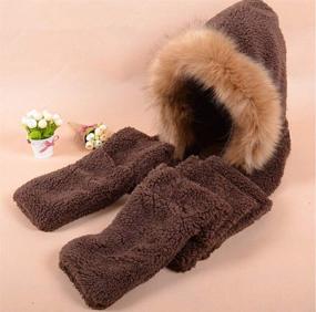 img 1 attached to Lucky Beth Winter Warm Women Hoodie Hat/Scarf/Gloves Set: Plush, Thick & Cozy