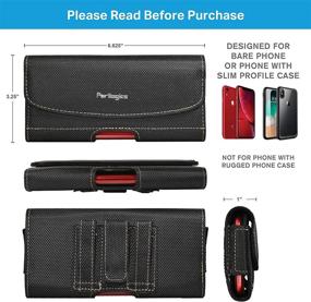 img 3 attached to 📱 Premium Cell Phone Holster for iPhone 13 Pro Max, iPhone 12 Pro, 11, 11 Pro Max, Xs Max, XR - Slim Case Compatible, Secure Metal Belt Clip, Chestnut Stitching, Magnetic Cover, Card Pocket (Slim Design)