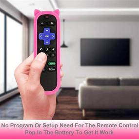 img 1 attached to 🎮 Enhanced Remote Control for Hisense 4k Roku TV - Volume Control, TV Power Button, and Pink Case