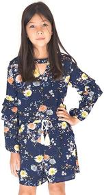 img 4 attached to 👗 Stunning Smukke Printed Ruffles Navy Multicolor Girls' Jumpsuits & Rompers: Fashion Perfection!