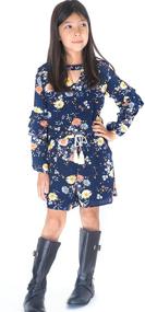 img 2 attached to 👗 Stunning Smukke Printed Ruffles Navy Multicolor Girls' Jumpsuits & Rompers: Fashion Perfection!