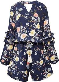 img 3 attached to 👗 Stunning Smukke Printed Ruffles Navy Multicolor Girls' Jumpsuits & Rompers: Fashion Perfection!