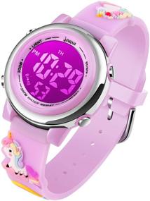 img 4 attached to Kids Unicorn Watch Waterproof Digital - Upgrade 3D Cute Cartoon 7 Color Lights Sport Outdoor Toddler Watch with Alarm Stopwatch for 3-10 Year Boys Girls Little Child - Best Gift: A Magical Timepiece for Active Kids