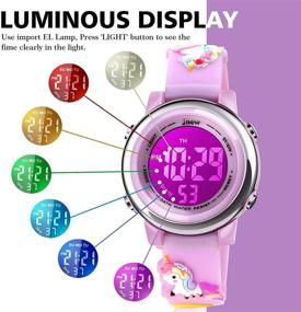 img 3 attached to Kids Unicorn Watch Waterproof Digital - Upgrade 3D Cute Cartoon 7 Color Lights Sport Outdoor Toddler Watch with Alarm Stopwatch for 3-10 Year Boys Girls Little Child - Best Gift: A Magical Timepiece for Active Kids