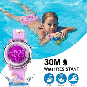 img 1 attached to Kids Unicorn Watch Waterproof Digital - Upgrade 3D Cute Cartoon 7 Color Lights Sport Outdoor Toddler Watch with Alarm Stopwatch for 3-10 Year Boys Girls Little Child - Best Gift: A Magical Timepiece for Active Kids