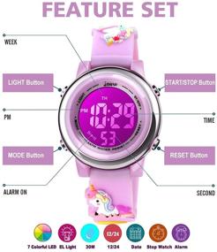 img 2 attached to Kids Unicorn Watch Waterproof Digital - Upgrade 3D Cute Cartoon 7 Color Lights Sport Outdoor Toddler Watch with Alarm Stopwatch for 3-10 Year Boys Girls Little Child - Best Gift: A Magical Timepiece for Active Kids