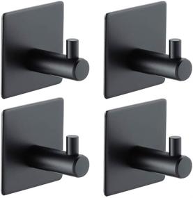img 4 attached to 💧 Lonheo Waterproof Adhesive Hooks, Heavy Duty Stainless Steel Wall Hangers for Coats, Hats, Towels - Robe Hook Rack Wall Mount for Bathroom, Bedroom, Kitchen (4-Packs, Black)