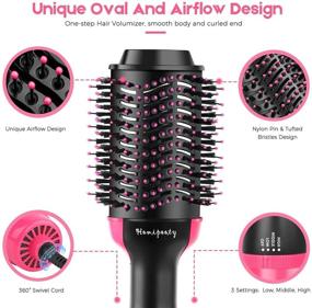 img 1 attached to 💇 Homipooty Hair Dryers Brush: 3-in-1 Hot Air Brushes for Blowing, Straightening, Curling - All Hair Types (Black)