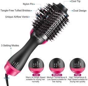 img 2 attached to 💇 Homipooty Hair Dryers Brush: 3-in-1 Hot Air Brushes for Blowing, Straightening, Curling - All Hair Types (Black)