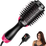 💇 homipooty hair dryers brush: 3-in-1 hot air brushes for blowing, straightening, curling - all hair types (black) logo