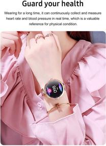 img 2 attached to 🌟 Stylish Smart Watch for Women: Fitness Tracker with Blood Pressure & Heart Rate Monitoring, Waterproof Design - Bluetooth, Pedometer, Sleep & Sport Activity Tracking - iOS & Android Compatible - Silver Gray