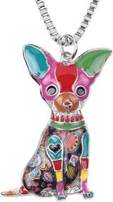 img 4 attached to 🐶 Bonsny Love Pets Enamel Zinc Alloy Chihuahua Necklace: Beautiful Dog Animal Pendant Women Jewelry 18 inch