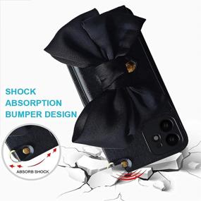 img 1 attached to 🎀 Crosspace iPhone 12/12 Pro Crossbody Case: Fashionable PU Leather Cover with Detachable Shoulder Strap - Black Bow