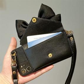 img 2 attached to 🎀 Crosspace iPhone 12/12 Pro Crossbody Case: Fashionable PU Leather Cover with Detachable Shoulder Strap - Black Bow