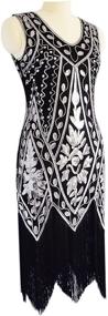 img 3 attached to 💃 Miuco Sequined Fringed Flapper Evening Women's Dress: Exquisite Vintage Glamour