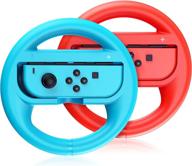 voyee nintendo switch wheel steering wheel accessories compatible with switch joycon controllers, 2 pack - family use (blue and red) logo