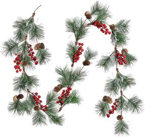 img 4 attached to 🎄 6FT Berry Christmas Garland with Pine Needles, Berries, and Pinecones - Winter Artificial Greenery Garland for Holiday Season, Mantel, Fireplace, Table Runner, Centerpiece, and New Year Decoration by DearHouse