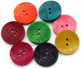 img 2 attached to 🧵 Housweety 50PCs Wood Sewing Buttons Scrapbooking 2 Holes Round Mixed 3cm (1 1/8") Diameter