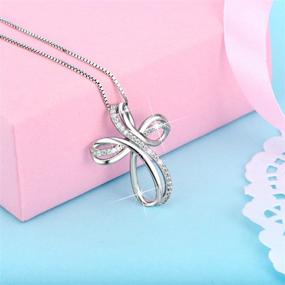 img 1 attached to 🔒 Sterling Silver Infinity Cross Pendant Necklace 18" - A Timeless Symbol of Faith and Endless Love from POPLYKE